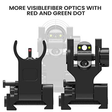 Feyachi S27 Fiber Optic Iron Sights Flip Up Front and Rear Sites with Red and Green Dot Picatinny Ba...