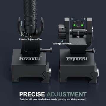 Feyachi S27 Fiber Optic Iron Sights Flip Up Front and Rear Sites with Red and Green Dot Picatinny Backup Sight Set (Black)