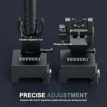 Feyachi S27 Fiber Optic Iron Sights Flip Up Front and Rear Sites with Red and Green Dot Picatinny Backup Sight Set (Black)