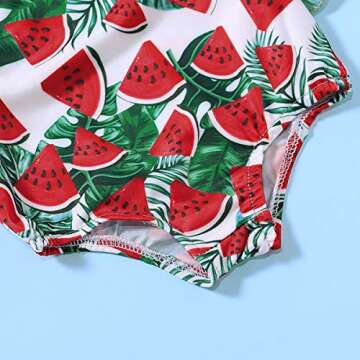 HAPPYMA Baby Girl Watermelon Swimsuit with Headband