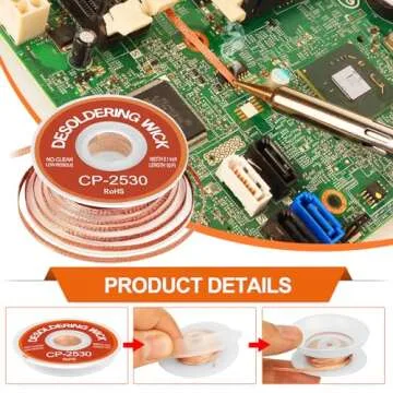 JoTownCand 3 Pcs Premium Desoldering Wick Set, 10FT No Clean Low Residue Solder Wick Braid (0.08, 0.1, 0.12IN) – Effortlessly Remove Solder and Disassemble Electronics