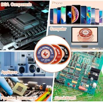 JoTownCand 3 Pcs Premium Desoldering Wick Set, 10FT No Clean Low Residue Solder Wick Braid (0.08, 0.1, 0.12IN) – Effortlessly Remove Solder and Disassemble Electronics