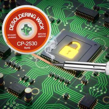 JoTownCand 3 Pcs Premium Desoldering Wick Set, 10FT No Clean Low Residue Solder Wick Braid (0.08, 0.1, 0.12IN) – Effortlessly Remove Solder and Disassemble Electronics