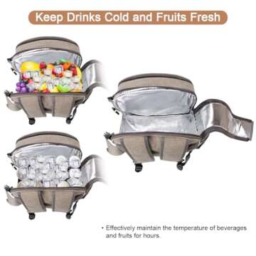 Sunflora Picnic Backpack for 4 Person with Blanket Picnic Basket Set for 2 with Insulated Cooler Wine Pouch for Family Couples (Brush Beige)