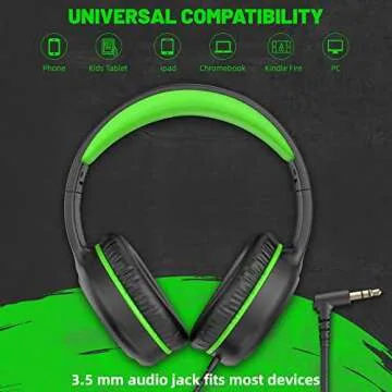 UKELALA Green Wired Headphones for Kids and Adults