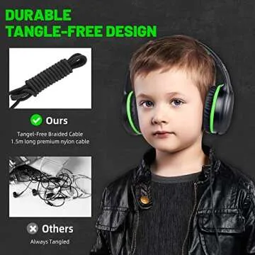 UKELALA Green Wired Headphones for Kids and Adults