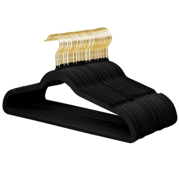 ManGotree Velvet Suit Hangers with 360° Swivel Gold Hook, Non-Slip Felt Hangers, Ultra-Slim Space S...