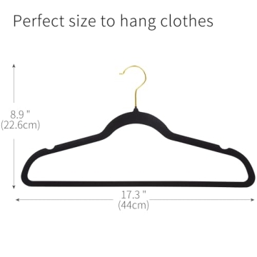 ManGotree Velvet Suit Hangers with 360° Swivel Gold Hook, Non-Slip Felt Hangers, Ultra-Slim Space Saving Clothes Hangers, Sturdy Coat Hangers, 36 Pack (Black)