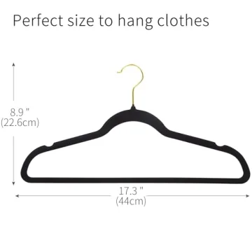 ManGotree Velvet Suit Hangers with 360° Swivel Gold Hook, Non-Slip Felt Hangers, Ultra-Slim Space Saving Clothes Hangers, Sturdy Coat Hangers, 36 Pack (Black)