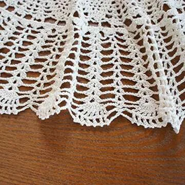 USTIDE Handmade Crochet Cotton Tablecloth Round Beige Crochet Tablecloths for Wedding 31 Inches