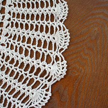 USTIDE Handmade Crochet Cotton Tablecloth Round Beige Crochet Tablecloths for Wedding 31 Inches