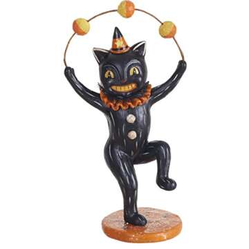 One Holiday Way Vintage Retro Dancing Black Cat Halloween Figurine - Decorative Tabletop Statuette Figure Standing Decoration - Mantel Table Shelf Fall Party Home Decor