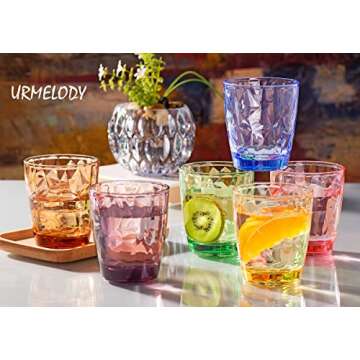 13oz Drinking Glasses Set Acrylic Glassware for Kids Colored Plastic Tumblers Cups Picnic Water Glas...