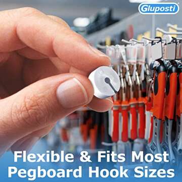 Gluposti Peg Hook Stoppers for 1/4 Pegboard Hooks & Slatwall Hooks, White Round Rubber Inventory Con...