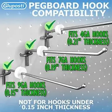 Gluposti Peg Hook Stoppers for 1/4 Pegboard Hooks & Slatwall Hooks, White Round Rubber Inventory Control Clips, Pegboard Peg Locks for Retail Hooks on Peg Board & Slat Wall Panels (100 Pack)
