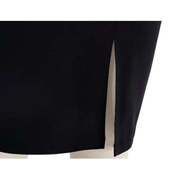 MUXXN Women's Formal Bodycon Dresses V Neck 3/4 Sleeve Midi Vintage Office Work Sheath Pencil Dress Navy Blue-Black XL