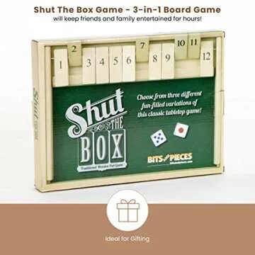 Bits and Pieces Shut the Box Game - 3-in-1 Fun