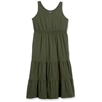 Amazon Essentials Women's Sleeveless Elastic Waist Summer Maxi Dress (Available in Plus Size), Olive, Large