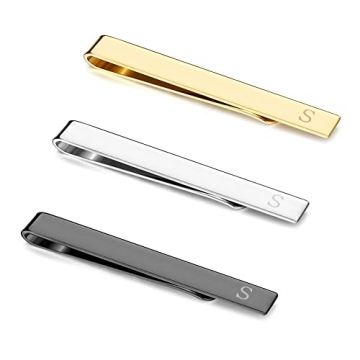 UBGICIG 3 Pcs Elegant Personalized Stainless Steel Tie Clips Set for Men