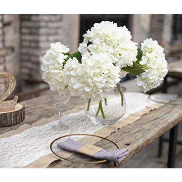 Exquisite 6pcs Fake White Flowers Silk Hydrangeas for Decor
