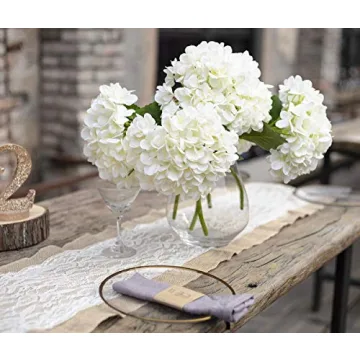 Exquisite 6pcs Fake White Flowers Silk Hydrangeas for Decor