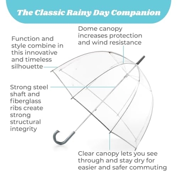 totes Clear Dome Umbrella for Wind and Rain Protection