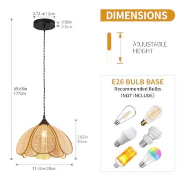 ADCTHOME Boho Chandelier: Rustic Rattan Pendant Lighting for Any Room