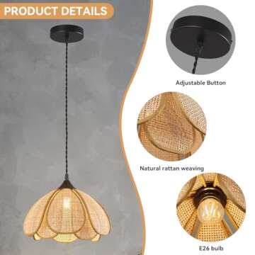 ADCTHOME Boho Chandelier - Hand-Woven Rattan Pendant Light