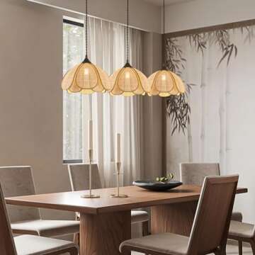 ADCTHOME Boho Chandelier - Hand-Woven Rattan Pendant Light