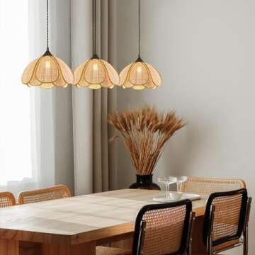 ADCTHOME Boho Chandelier - Hand-Woven Rattan Pendant Light