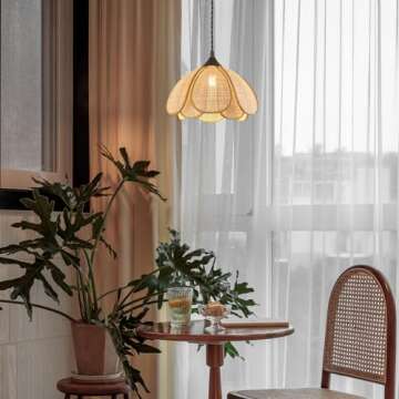 ADCTHOME Boho Chandelier - Hand-Woven Rattan Pendant Light