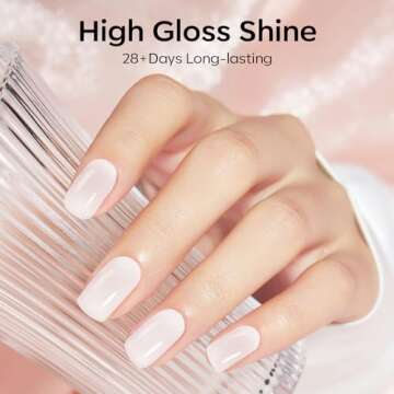 modelones Milky White Gel Nail Polish 15 ML Nude Gel Polish Natural Color Translucent Jelly Gel Polish Soak Off LED Clear Coat Gel Nails for Winter Nail Art French Manicure Gift for Women Girls
