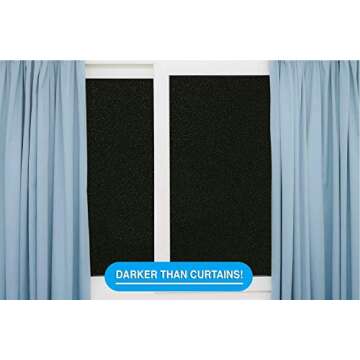 Total Blackout Window Film: 100% Light Blocking, Room Darkening Static Cling - No Residue Film for Privacy, Home Security, and Day Sleep - Easy Removal UV Prevention Treatment (17.5 x 80 inches)