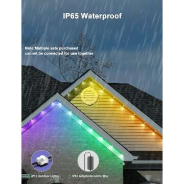 APPECK Permanent Outdoor Lights 100ft, Smart RGB Outdoor Lights with 75 LEDs, IP65 Waterproof LED Eaves Lights, 54 Scene Modes Lighting for Party, Daily, Halloween, Christmas, Roof, Garden, Patios