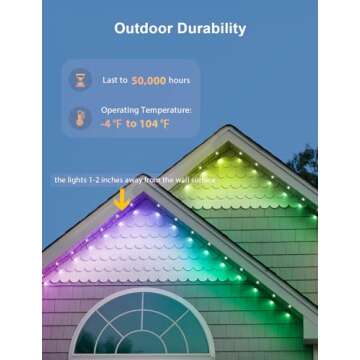 APPECK Permanent Outdoor Lights 100ft, Smart RGB Outdoor Lights with 75 LEDs, IP65 Waterproof LED Eaves Lights, 54 Scene Modes Lighting for Party, Daily, Halloween, Christmas, Roof, Garden, Patios
