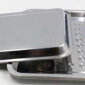 Yuelong 3Pcs Stainless Steel Trays 13.5" X 10" Tattoo Trays Dental Tray Piercing Lab Instrument Tray Flat for Tattoo Baking Lab Dental