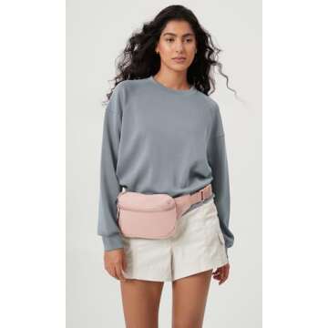 ODODOS 2L Belt Bag for Women Men, Crossbody Fanny Packs with Adjustable Strap Waist Pouch for Workou...