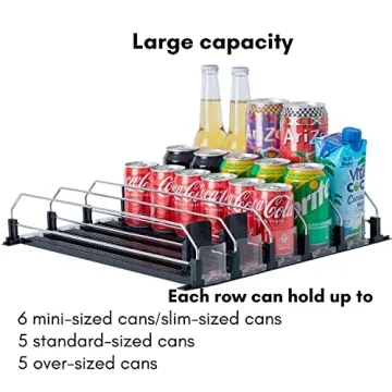 Large Capacity Fridge Drink Organizer with Pusher Glide