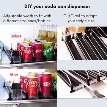 Large Capacity Fridge Drink Organizer with Pusher Glide