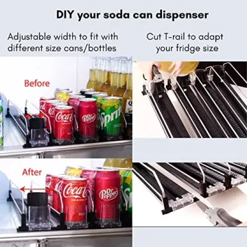 Large Capacity Fridge Drink Organizer with Pusher Glide