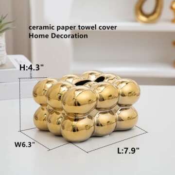 Anding Ceramic Tissue Box Gold, Vase Bathroom Vanity Top Ceramic Abstract Home Decor Shelf, Silver, White, Gold, (A1106 Gold)