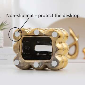 Anding Ceramic Tissue Box Gold, Vase Bathroom Vanity Top Ceramic Abstract Home Decor Shelf, Silver, White, Gold, (A1106 Gold)