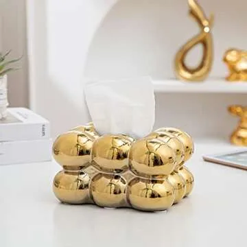 Anding Ceramic Tissue Box - Stylish Gold Home Decor