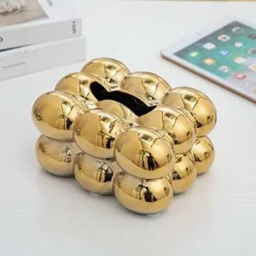 Anding Ceramic Tissue Box - Stylish Gold Home Decor