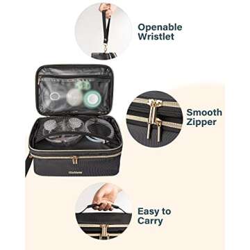 Breast Pump Bag Storage Carrying Bag - Breast Pump on The Go Case, Breastmilk Cooler Travel Bag, Portable & Protective Pump Carrying Case, Fits Major Wearable Pumps, Wristlet Design, Easy to Clean