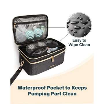 Breast Pump Bag Storage Carrying Bag - Breast Pump on The Go Case, Breastmilk Cooler Travel Bag, Portable & Protective Pump Carrying Case, Fits Major Wearable Pumps, Wristlet Design, Easy to Clean