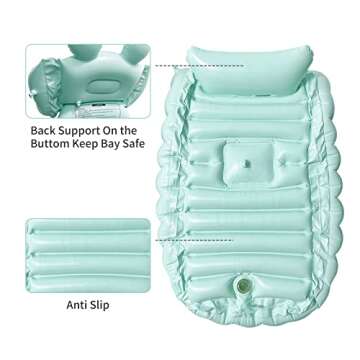 Inflatable Baby Bathtub Portable Travel Bath Tub for Infants to Toddler Foldable Non Slip Spa Tub with Air Pump(Green)