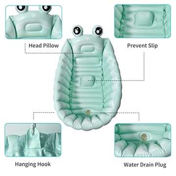 Inflatable Baby Bathtub Portable Travel Bath Tub for Infants to Toddler Foldable Non Slip Spa Tub with Air Pump(Green)