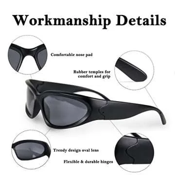 Milramtob Y2K Wrap Around Sunglasses for Trendy Style