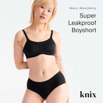 KNIX Super Leakproof Boyshort - Quick-Dry & Breathable Period Underwear - Black, Medium (3 Pack)
